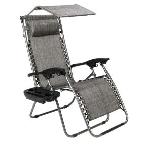 Infinity Zero Gravity Chair with Awning Outdoor Lounge Patio Chairs with Pillow and Utility Tray Adjustable Folding Recliner for Deck,Patio,Beach