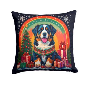 Bernese Mountain Dog Christmas Throw Pillow Machine Washable, Indoor Outdoor Decorative Pillow for Couch, Bed or Patio, 18Hx18W