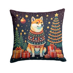 Shiba Inu Christmas Throw Pillow Machine Washable, Indoor Outdoor Decorative Pillow for Couch, Bed or Patio, 18Hx18W