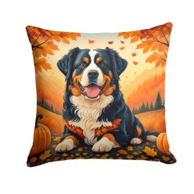 Bernese Mountain Dog Fall Throw Pillow Machine Washable, Indoor Outdoor Decorative Pillow for Couch, Bed or Patio, 18Hx18W
