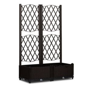 Wicker Trellis Planter, Outdoor Raised Garden Bed with Drainage Holes