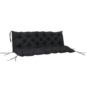 Outsunny Tufted Bench Cushions for Outdoor Furniture, 3-Seater Replacement for Swing Chair, Patio Sofa/Couch, Overstuffed, Includes Backrest, Bla