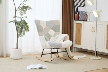 Modern Patchwork Accent Chair With Solid Wood Armrest And Feet, Mid-Century Modern Accent Sofa, Fabric Sofa Chair For Living Room Bedroom Studio, (Color: yellow)