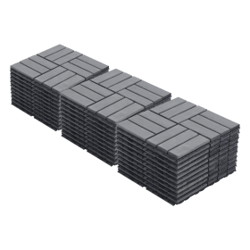 30 PCS Interlocking Deck Tiles Checker Pattern, 12" x 12" Square Light Gray Acacia Hardwood Outdoor Flooring for Patio, Bancony, Pool Side,... (Color: as Pic)
